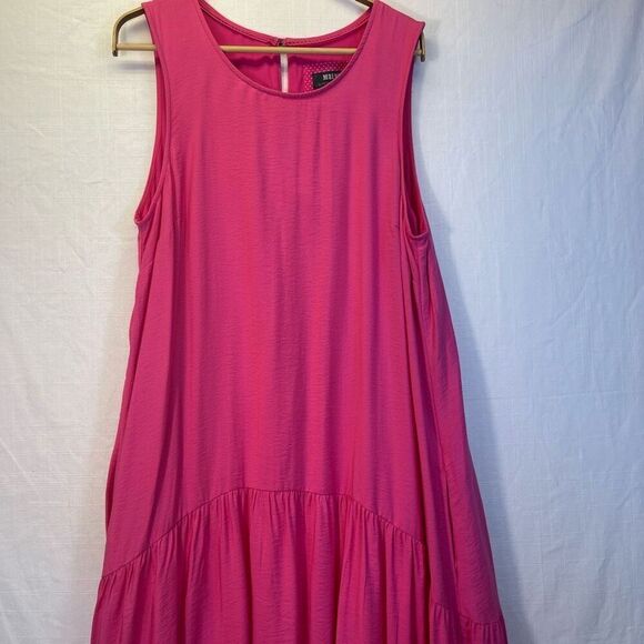 Anthropologie Maeve Hot Pink Sleeveless Marlene High Low Tiered Dress Size Large - Picture 3 of 9
